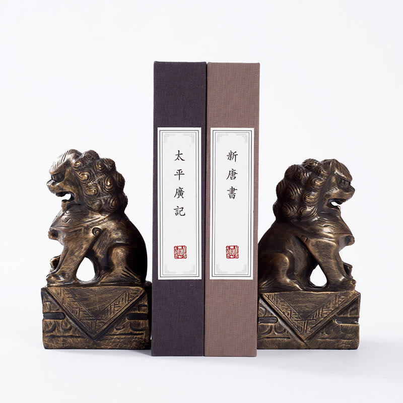 Buddha Stones 2Pcs Lion Statue Courage Strength Resin Home Office Decoration Decorations BS A Pair of Lions-Brown
