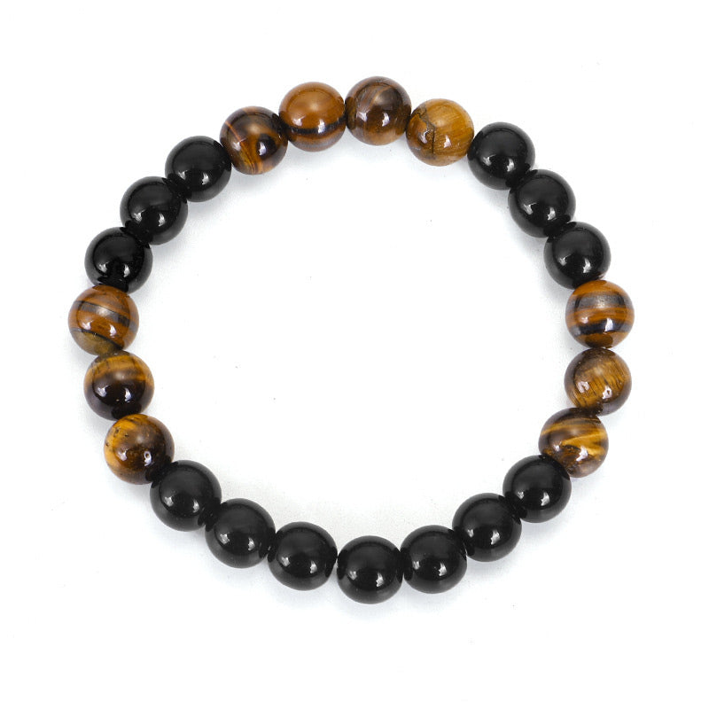 Buddha Stones Tibetan Black Onyx Tiger Eye Protection Necklace Mala Set Mala Bracelet BS 7