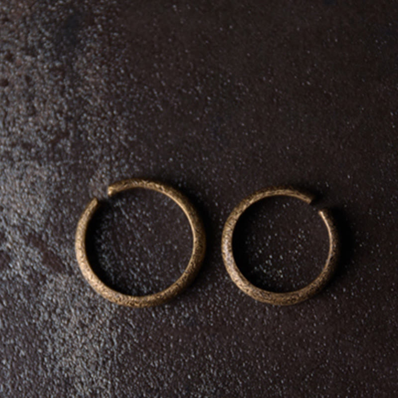 Buddha Stones Tibetan Vintage Texture Design Copper Luck Couple Ring Ring BS 5