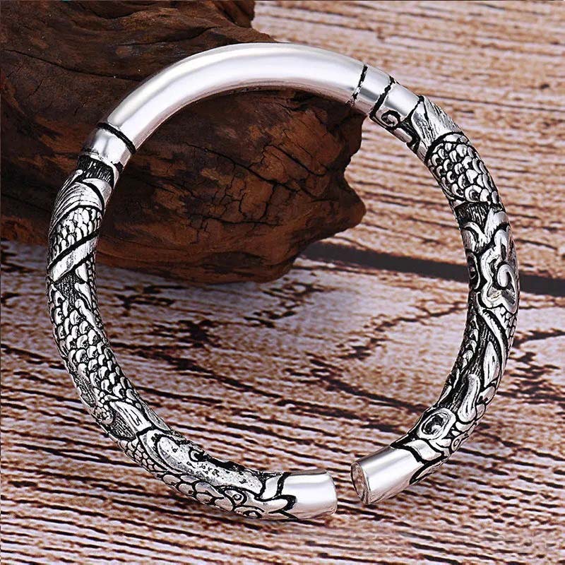 Buddha Stones Dragon Auspicious Clouds Luck Protection Bracelet Adjustable Bangle Bracelet Bangle BS 3