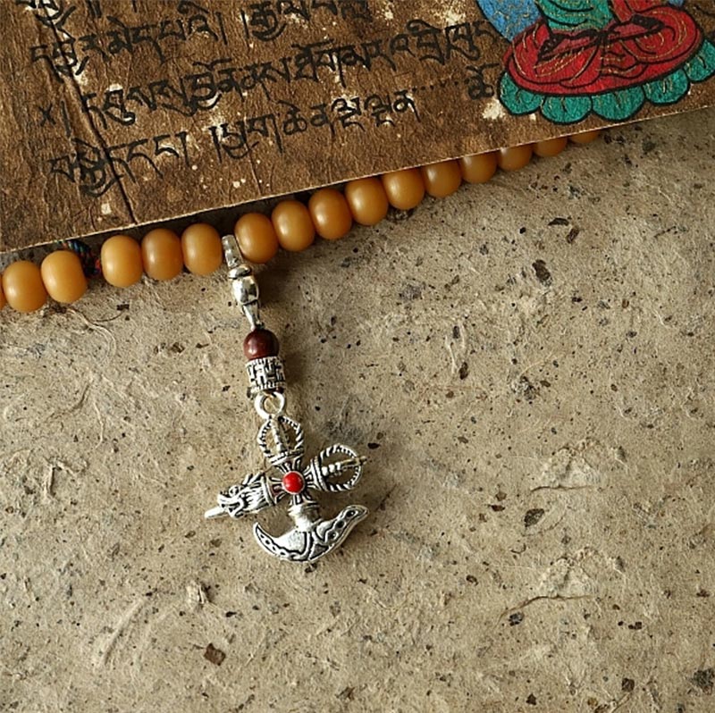 Buddha Stones Tibet 108 Mala Beads Bodhi Seed Bagua Vajra Wealth Bracelet Mala Bracelet BS 13