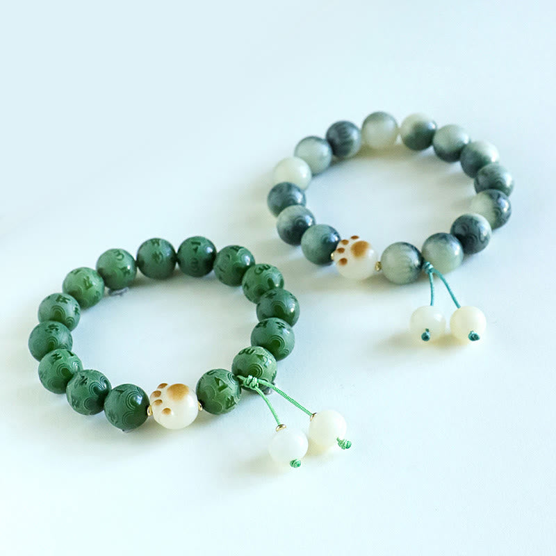 Buddha Stones Bodhi Seed Om Mani Padme Hum Carved Harmony Bracelet Bracelet BS 17