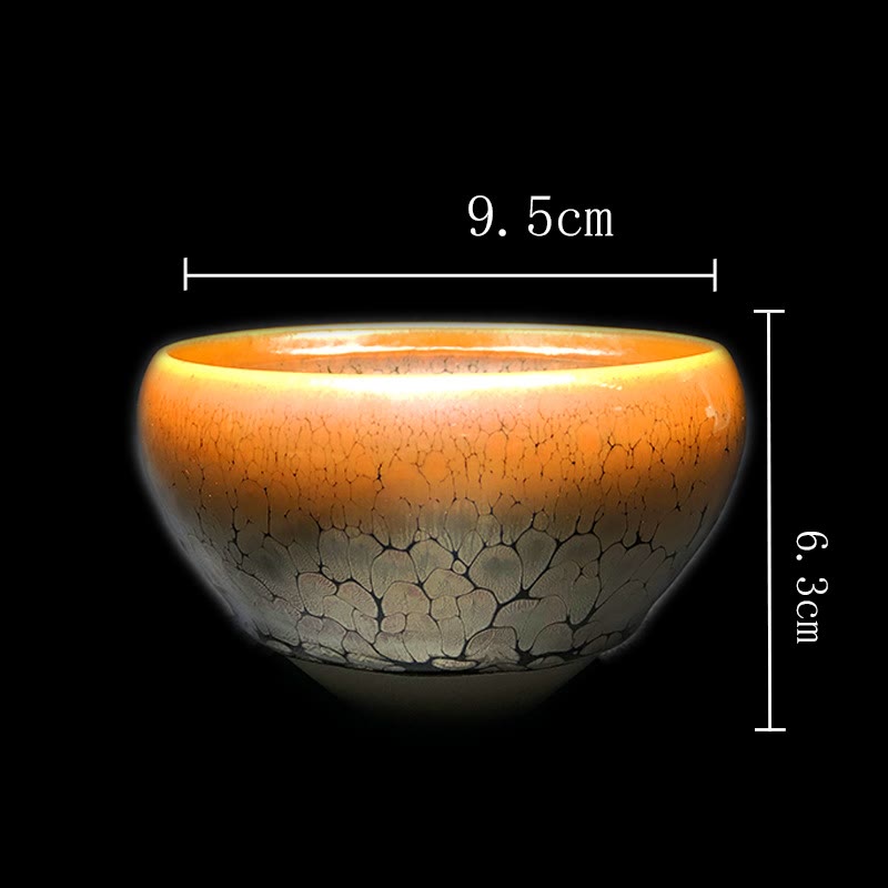 Buddha Stones Gold Spot Pattern Chinese Jianzhan Ceramic Teacup Kung Fu Tea Cup Bowl With Gift Box Jian Zhan Tea Cup BS Cup Bowl 9.5cm*6.3cm