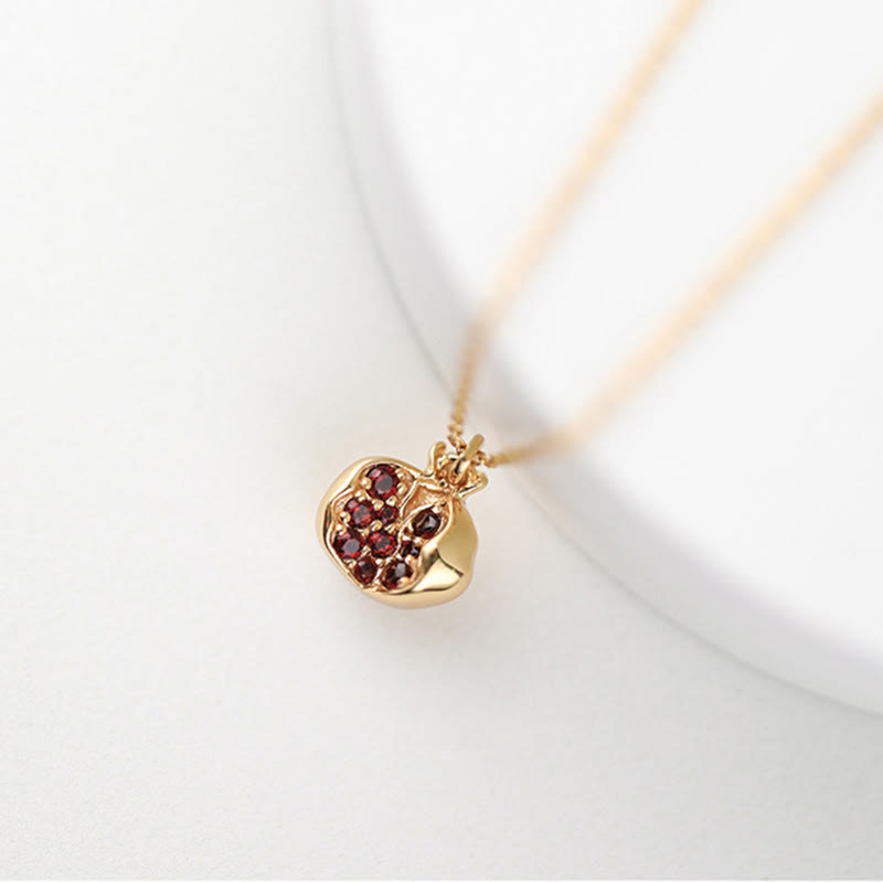 Buddha Stones 925 Sterling Silver 18k Gold Plated Pomegranate Garnet Crystal Passion Charm Necklace Pendant - image 0