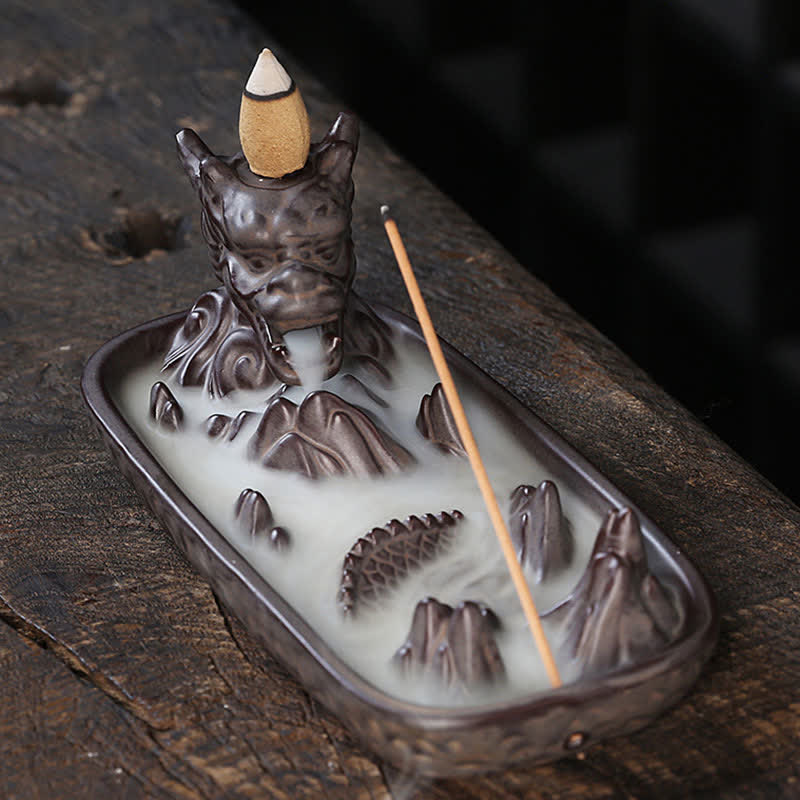 Buddha Stones Dragon Mountain Strength Ceramic Incense Burner Decoration Incense Burner BS 2