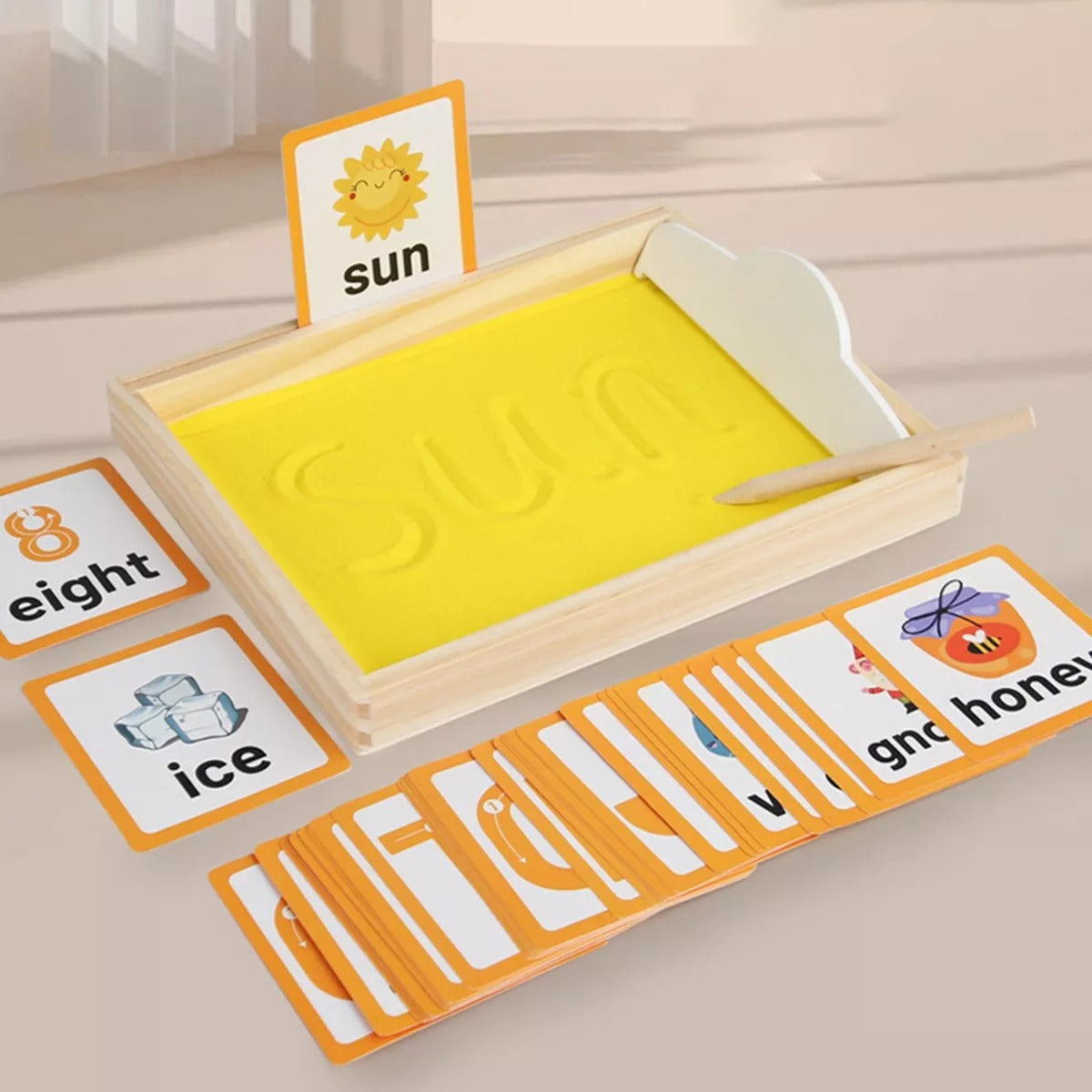 Kit Montessori de traçage préscolaire avec plateau de sable en bois - 557