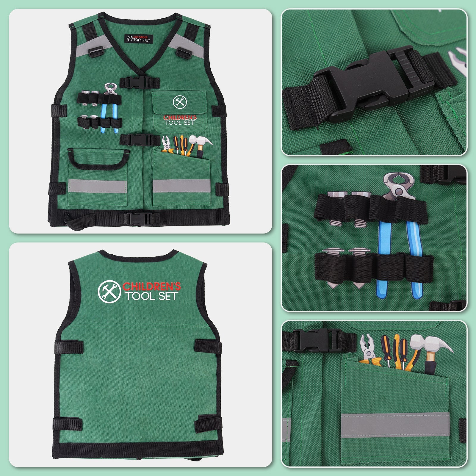 Role Play Clothes Set Construction Role Play Costume Realistic Builder Vest, Safety Helmet, Toy Tools & Accessories- STEM Pretend Play Kit for Boys and Girls Ages 3+ - Dress-Up Gift