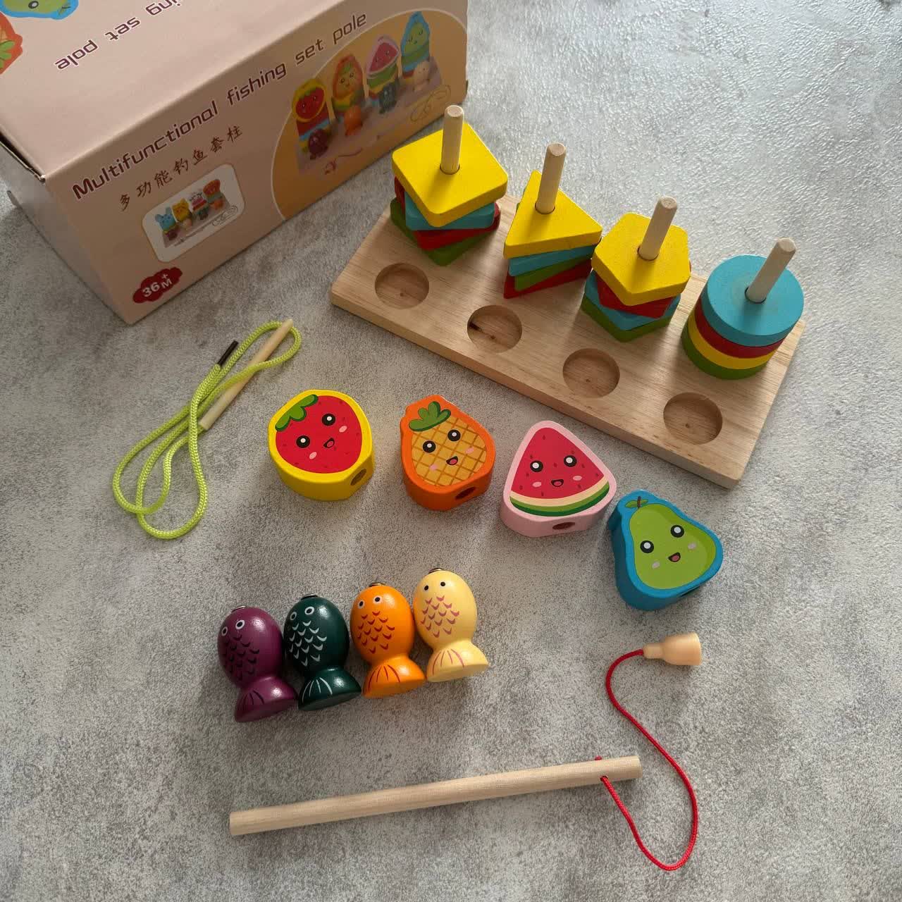 Juego de pesca y enlazado de frutas con formas 3 en 1 multifuncional - 566