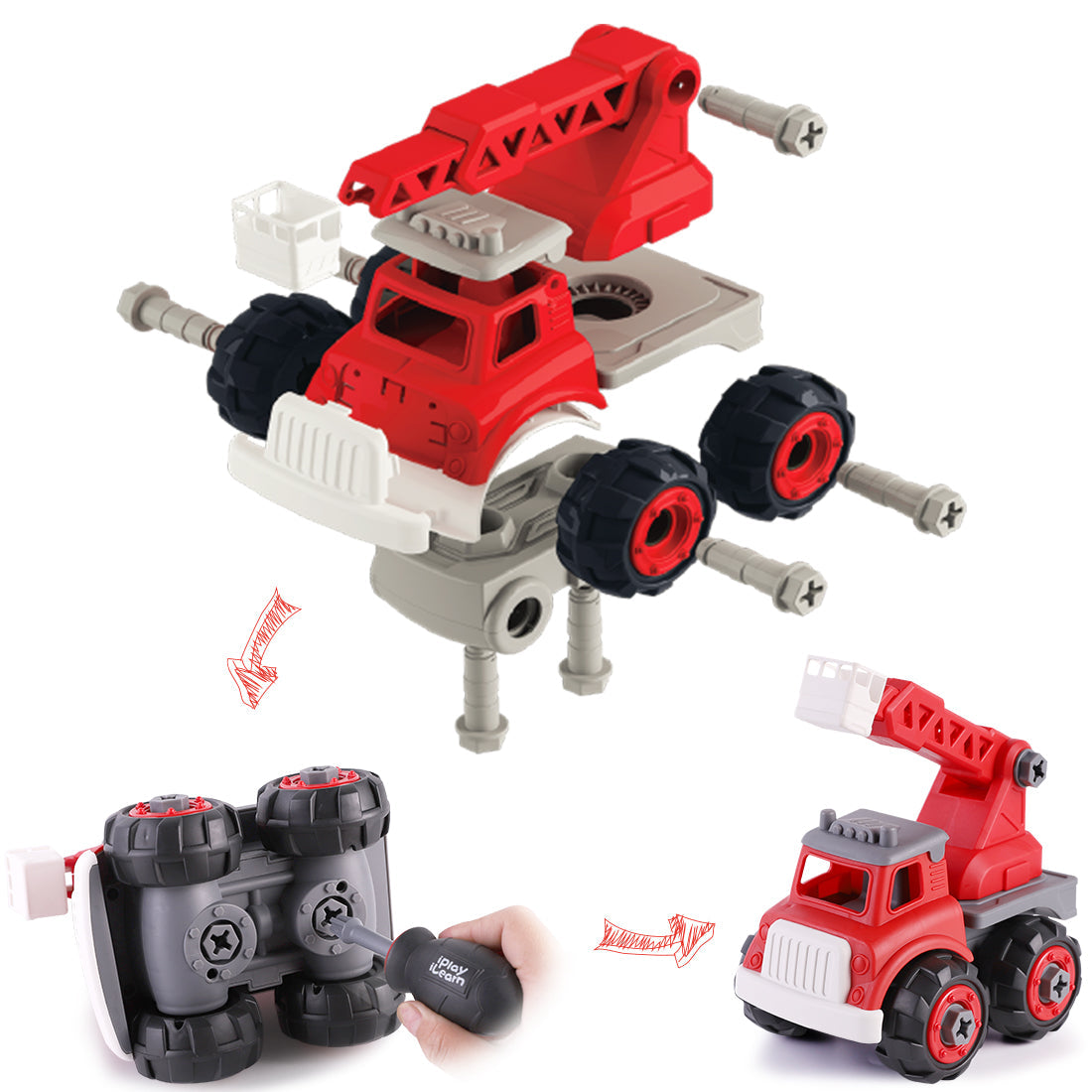 Fidtoy Camion de pompiers à démonter pour enfants