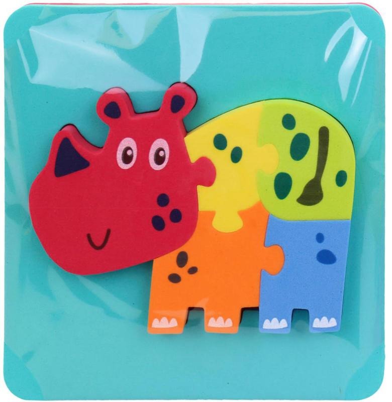 Fidtoy Soft Foam Animal Bath Puzzle Set for Toddlers – 4 Types EVA Water Play Shape Matching Learning Toy