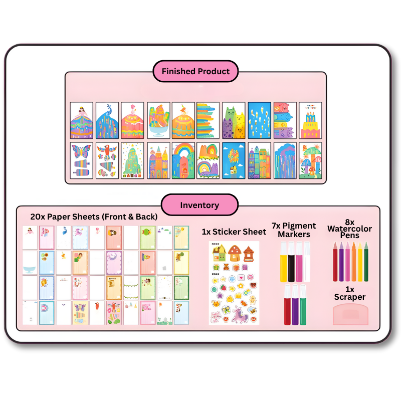 Set de pintura para niños con plantillas enrollables – Kit de pintura artística y de color exprimidor