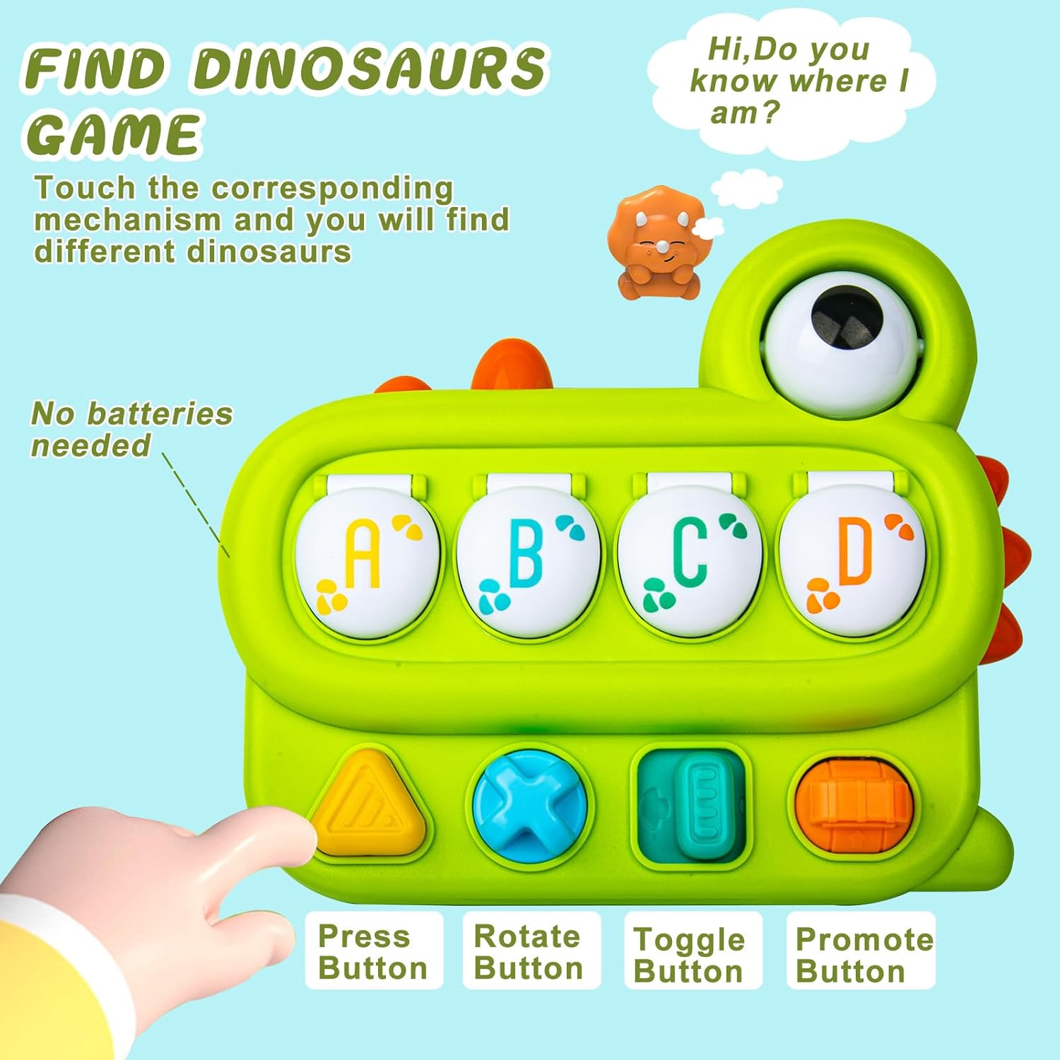 Fidtoy Dinosaur Alphabet Pop Up Toy for Toddlers | Montessori Cause and Effect Learning Toy for Fine Motor Skills