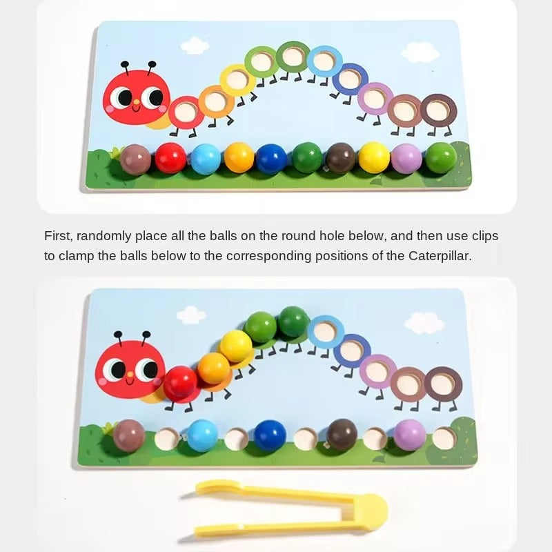 Fidtoy Montessori Caterpillar Math Colorful Beads Learning Toy for Kids Counting Sorting Number Matching Age 2-6