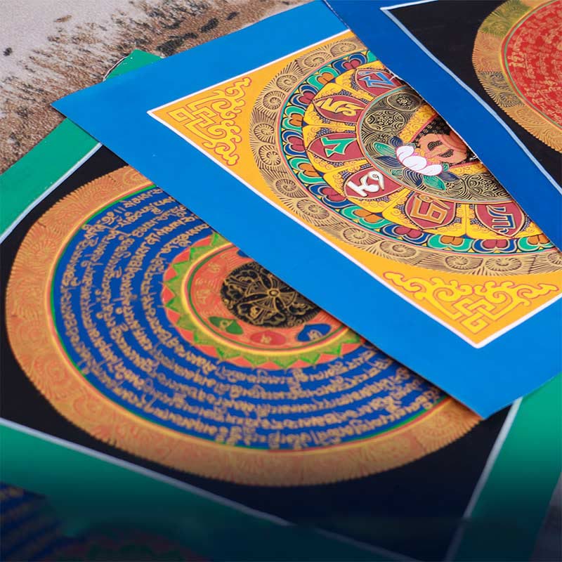 Buddha Stones Tibetan Handmade Thangka Painting Blessing Thangka Blind Box Random Color Pattern Tibetan Thangka BS 3
