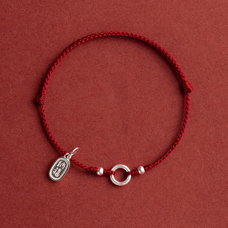 Buddha Stones 925 Sterling Silver Lucky Fortune Peace Joy Lotus Peace Buckle Red String Bracelet Bracelet BS 7