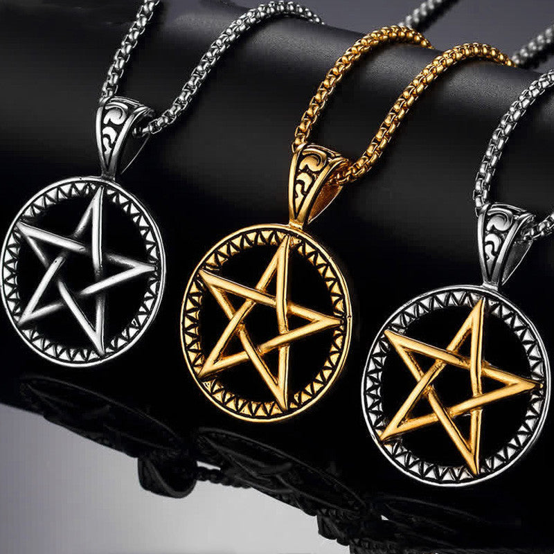 Buddha Stones Pentagram Titanium Steel Balance Necklace Pendant Necklaces & Pendants BS main