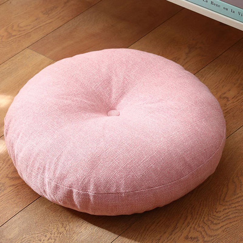 Buddha Stones Lotus Simple Pattern Linen Meditation Seat Cushion Home Living Room Decoration Decorations buddhastoneshop Detachable 40cm*10cm Pink