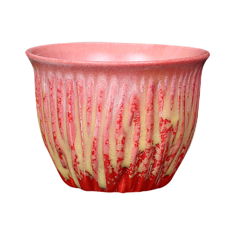 Buddha Stones Retro Blue Red Gradient Lotus Pattern Kiln Change Ceramic Teacup Kung Fu Tea Cup Bowl Cup BS 13
