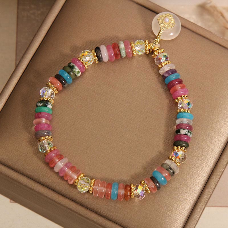 Buddha Stones Various Crystal Peace Buckle Auspicious Bracelet Bracelet BS 7