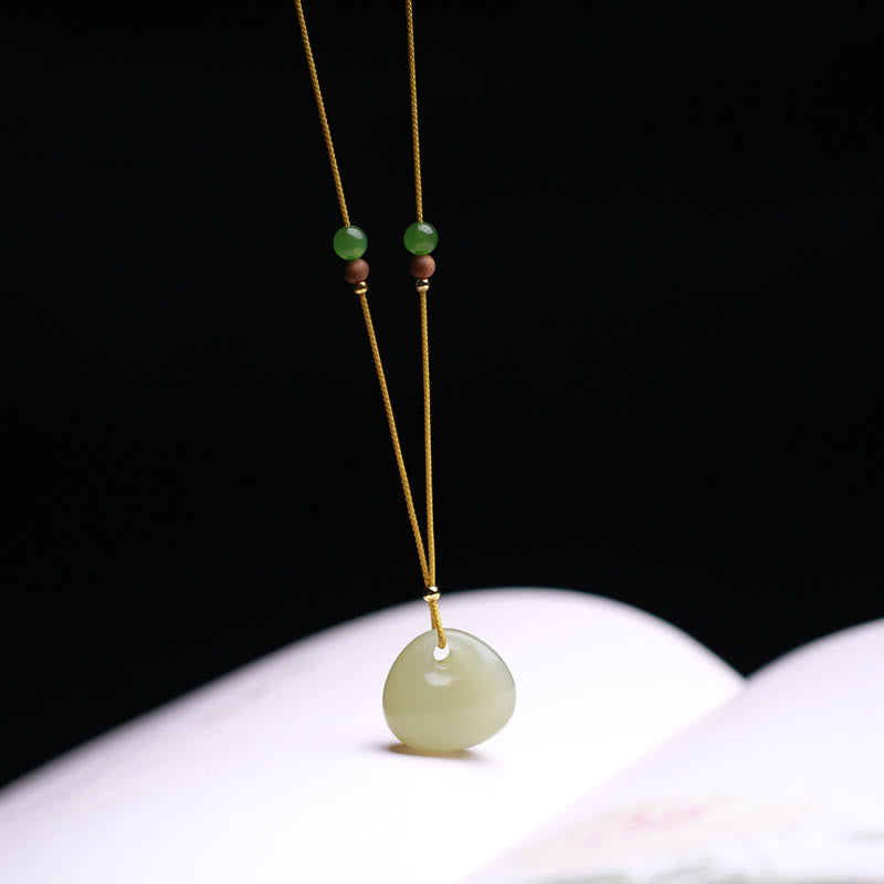 Buddha Stones Natural Hetian Jade Small Bag Pattern Prosperity String Necklace Pendant Necklaces & Pendants BS 1