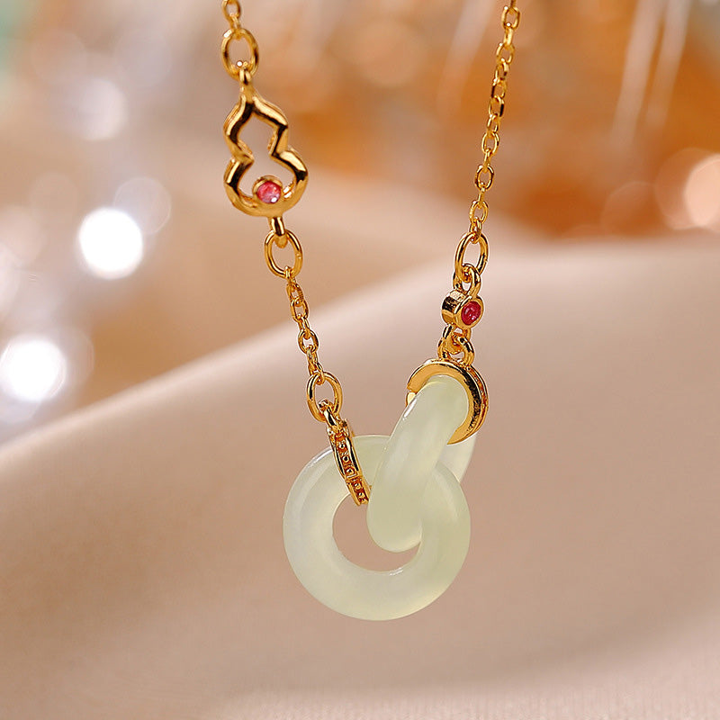 Buddha Stones 925 Sterling Silver Round Jade Luck Prosperity Necklace Chain Pendant Necklaces & Pendants BS Jade Gold