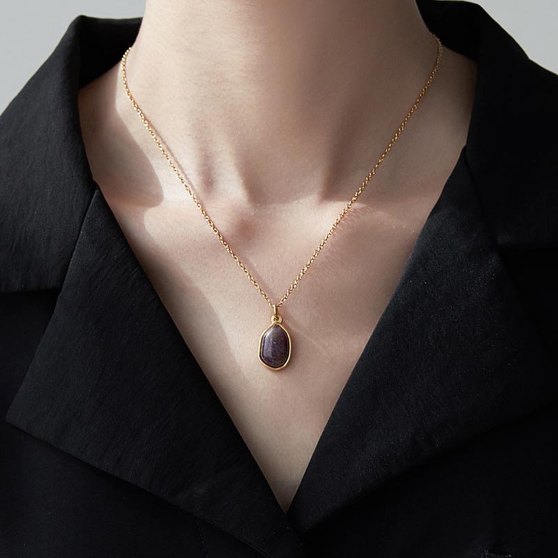 Foviel Natural Green Aventurine Amethyst Rose Quartz Blessing Necklace Pendant