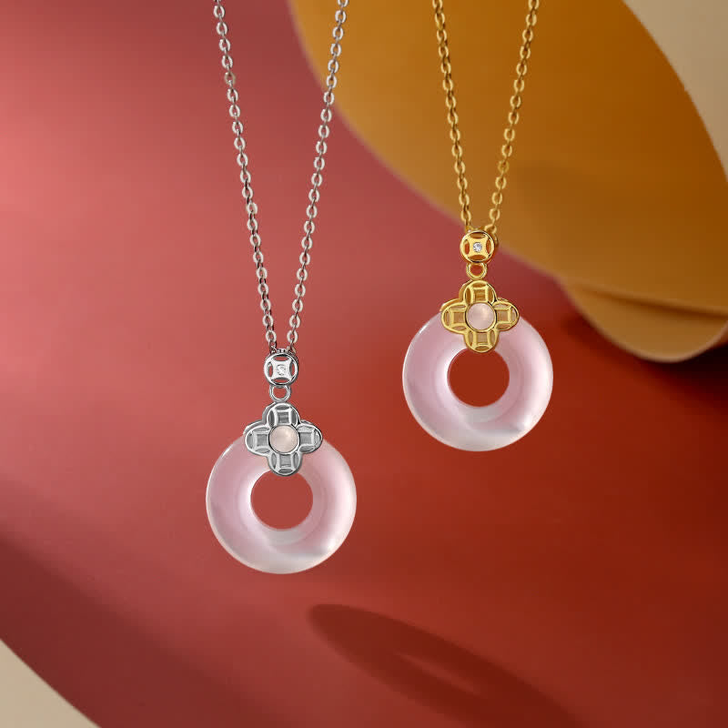 Buddha Stones 925 Sterling Silver Chalcedony Coin Peace Buckle Positive Necklace Pendant Necklaces & Pendants BS 1