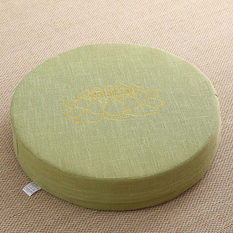 Buddha Stones Lotus Embroidery Cotton Linen Meditation Seat Cushion Decorations BS Soft 40cm*10cm LightGreen