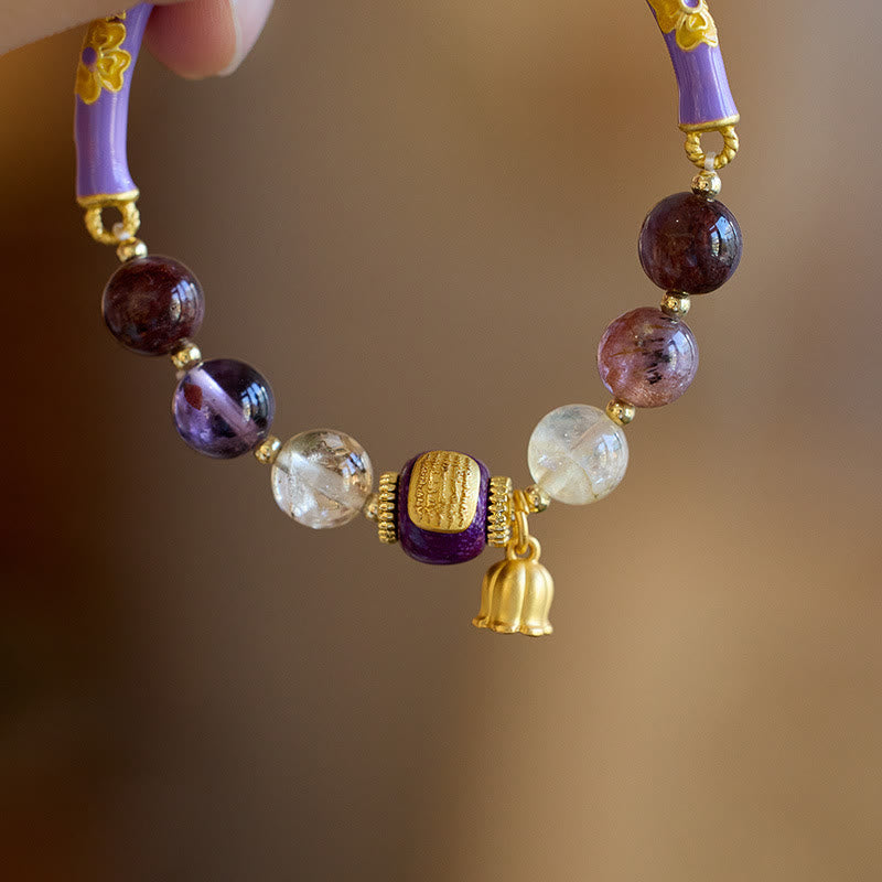 Buddha Stones Purple Phantom Purple Jade Scripture Citrine Love Wisdom Bracelet Bangle Bracelet Bangle BS 2