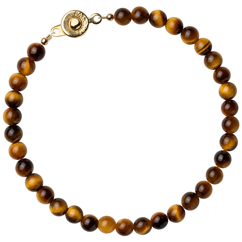 Foviel 14K Gold Plated Natural Tiger Eye Stone Courage Protection Bracelet