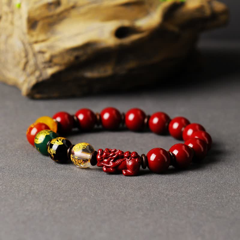 Buddha Stones God Of Wealth Cinnabar PiXiu Blessing Bracelet Bracelet BS 5