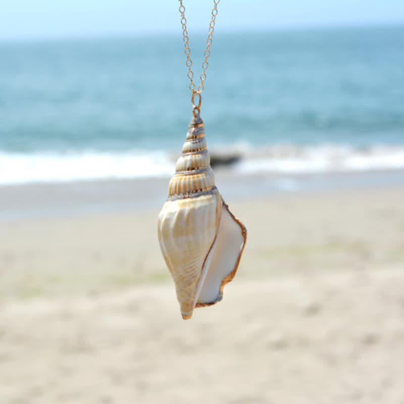 Buddha Stones Natural Shankha Conch Shell Seashell Lucky Necklace Pendant Necklaces & Pendants BS 1
