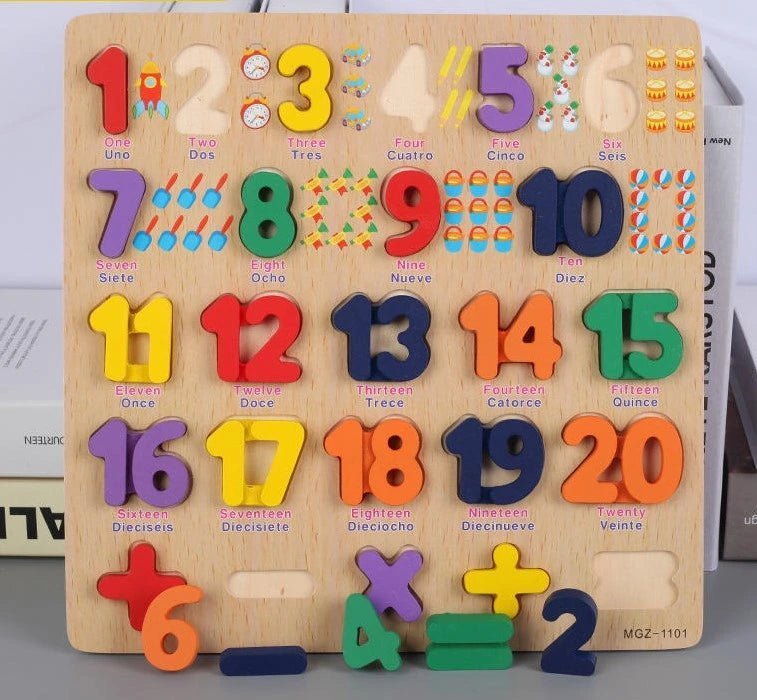 3D Alphabet Board with picture print, Capital, Small, Number and Shapes board - 4 in 1 Combo