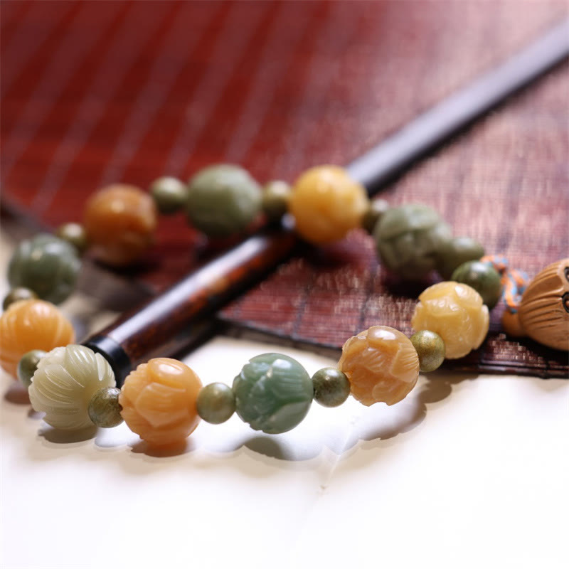 Buddha Stones Bodhi Seed Lotus Green Sandalwood Wisdom Harmony Bracelet Bracelet BS 4
