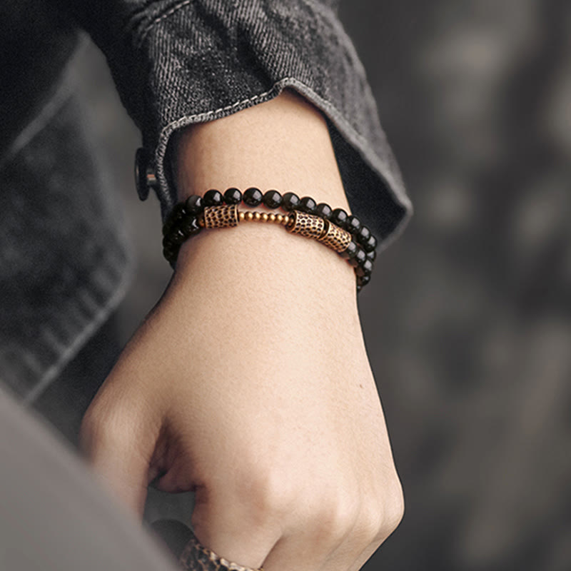 Buddha Stones Rainbow Obsidian Copper Love Double Wrap Bracelet Bracelet BS 8