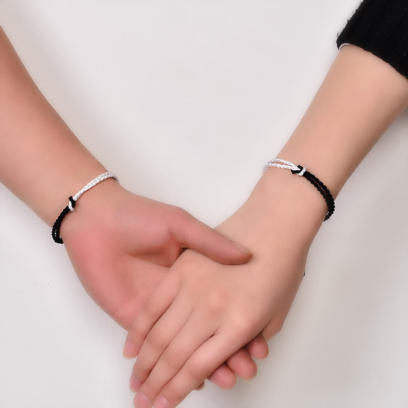 Buddha Stones Handmade Black White Rope Braided Healing Bracelet Bracelet BS 4