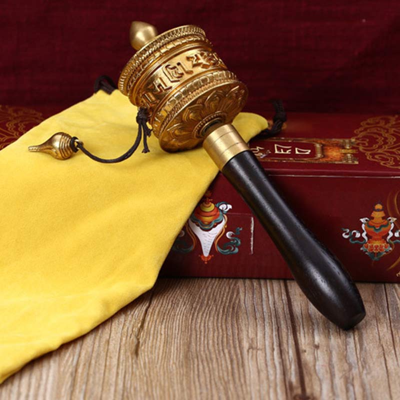 Buddha Stones Tibetan Prayer Wheel Six True Words Copper Meditation Decoration Decorations BS 2