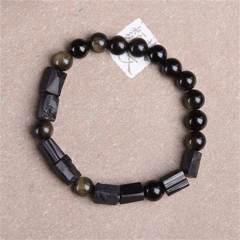 Buddha Stones Gold Sheen Obsidian Black Tourmaline Wealth Bracelet - image 4