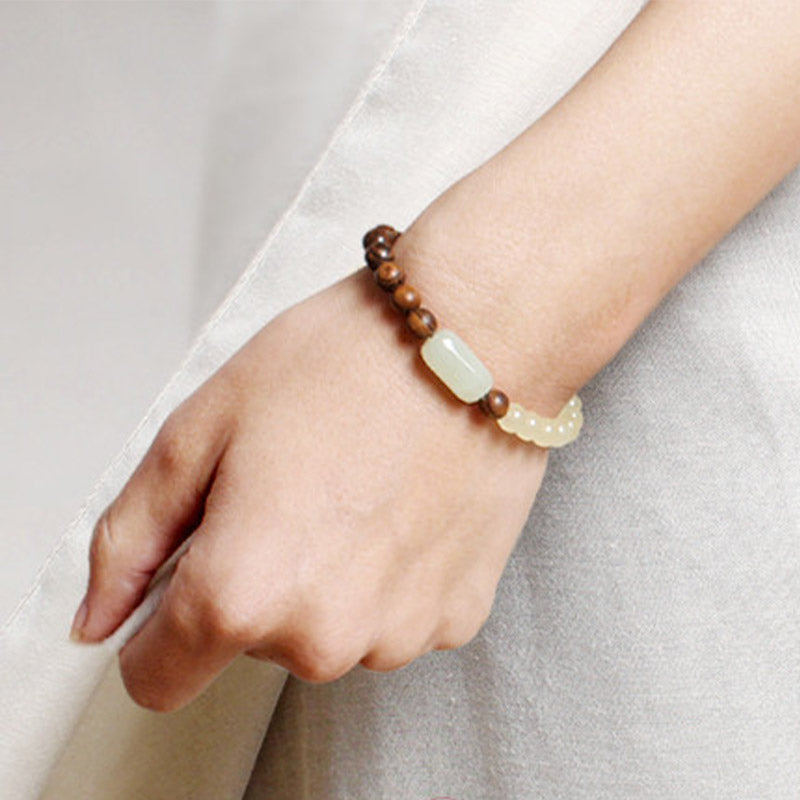 Buddha Stones Jade Sandalwood Luck Abundance Bracelet Bracelet BS 2