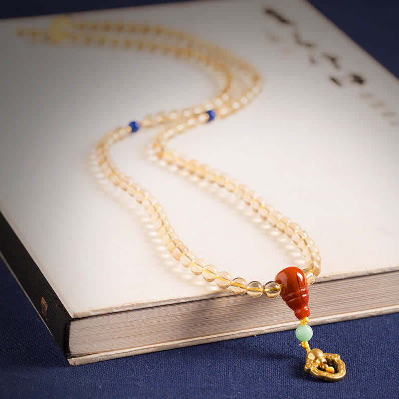 925 Sterling Silver 108 Mala Beads Natural Citrine Red Agate Amber Pleasure Charm Bracelet Mala Bracelet BS 8