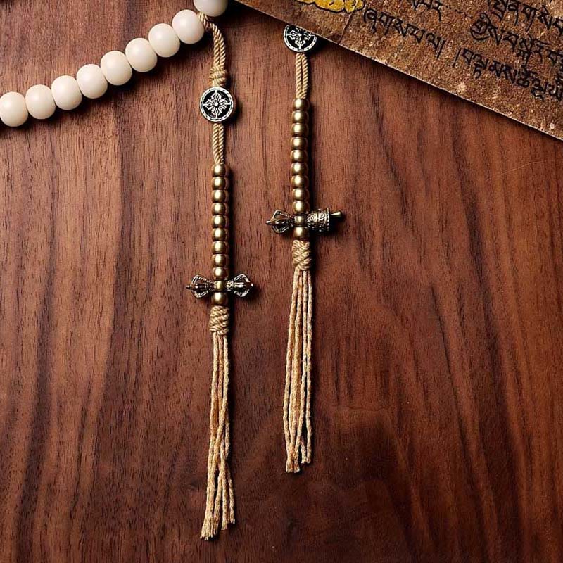 Buddha Stones Tibet 108 Mala Beads Bodhi Seed Bagua Vajra Dzi Bead Gray Agate Wealth Bracelet Mala Bracelet BS 2