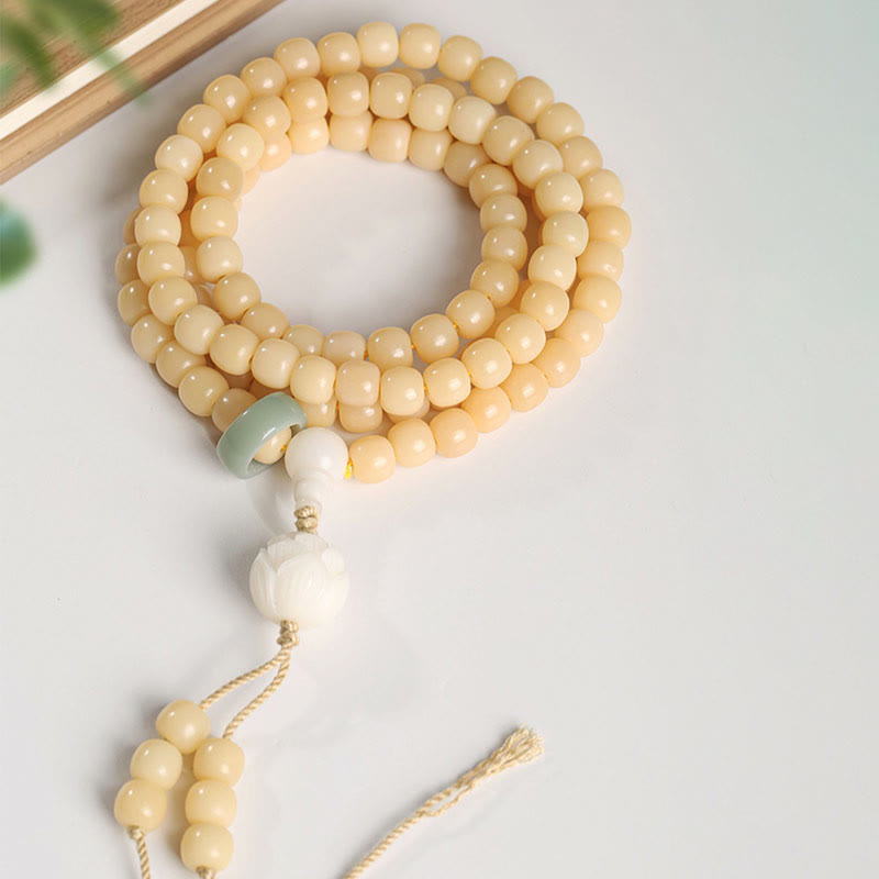 Buddha Stones Natural Bodhi Seed Lotus Dzi Bead Peace Harmony Charm Bracelet Mala Bracelet BS 12