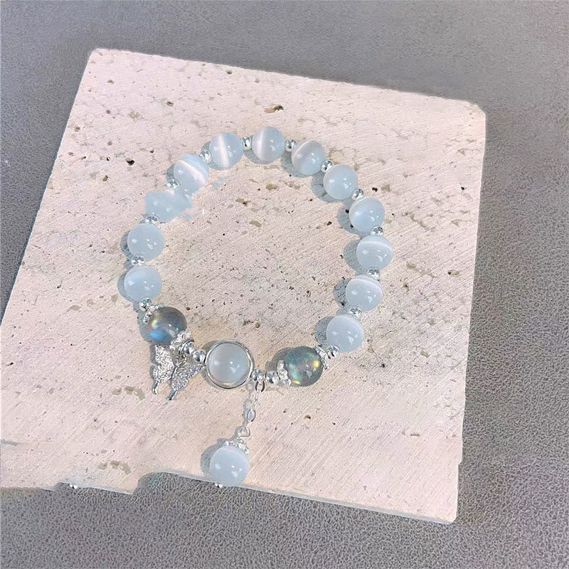 Foviel Cat's Eye Moonstone Butterfly Star Charm Support Bracelet