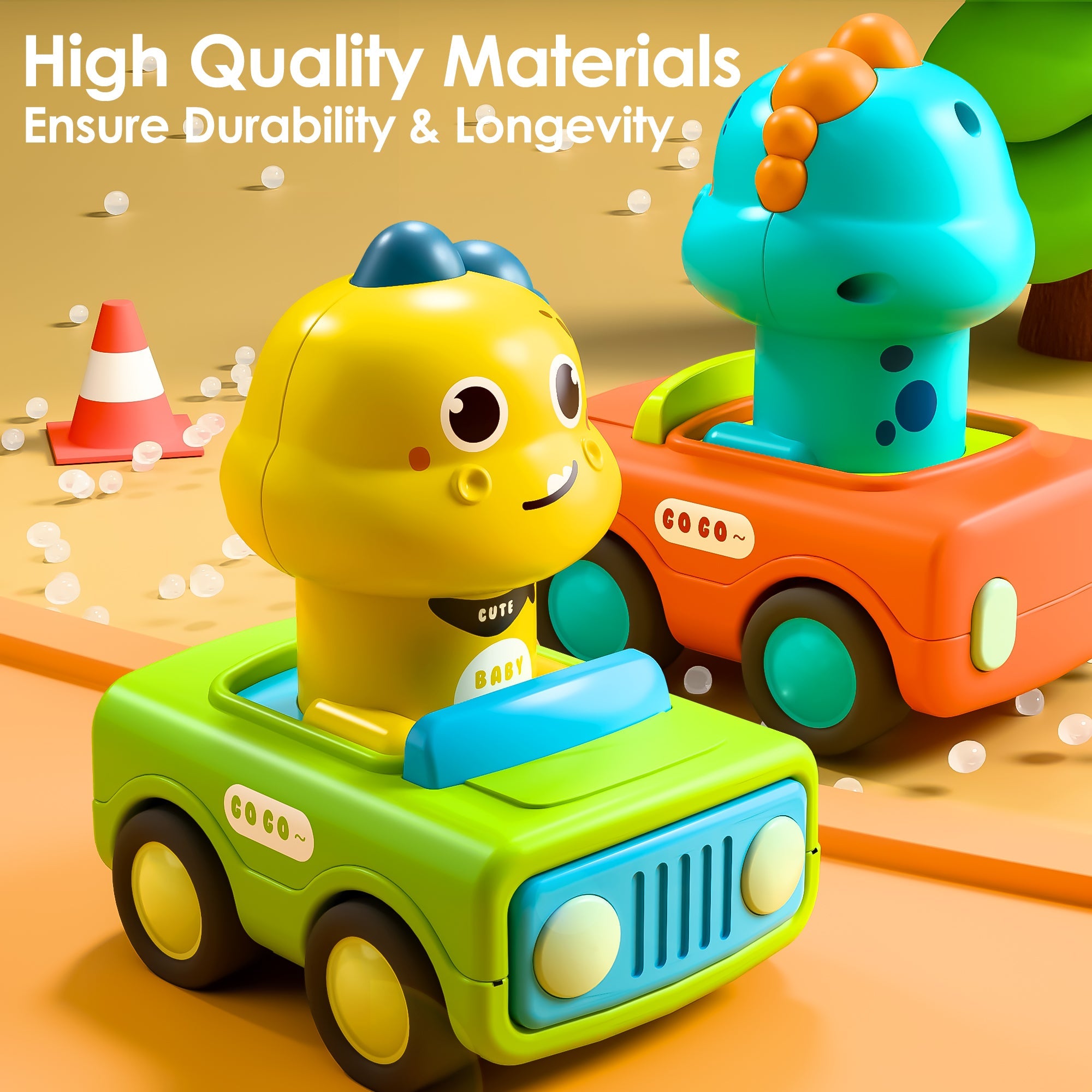 Fidtoy Coche de juguete de dinosaurio con sistema de fricción para bebés y niños pequeños