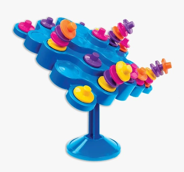 Fidtoy Topple Balance Family Game for Kids & Families | Plastic Stacking Strategy Board Game, 48 Game Pieces, Dice, Tilting Tower, Spatial Reasoning & STEM-Style Balance Game Age 6+