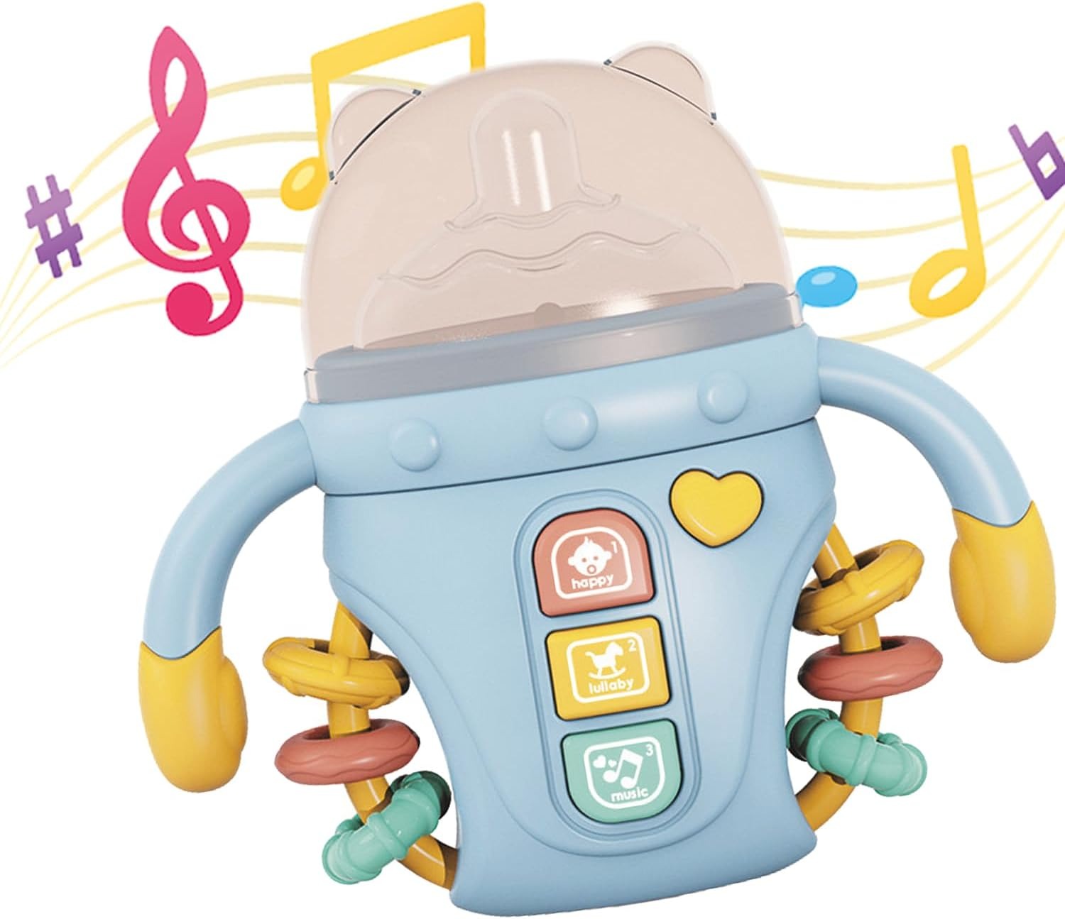 Fidtoy Comfort Bottle Baby Sensory Toy with Lights, Music and Teether | Soothing Learning Toy for Infants 6-24 Months