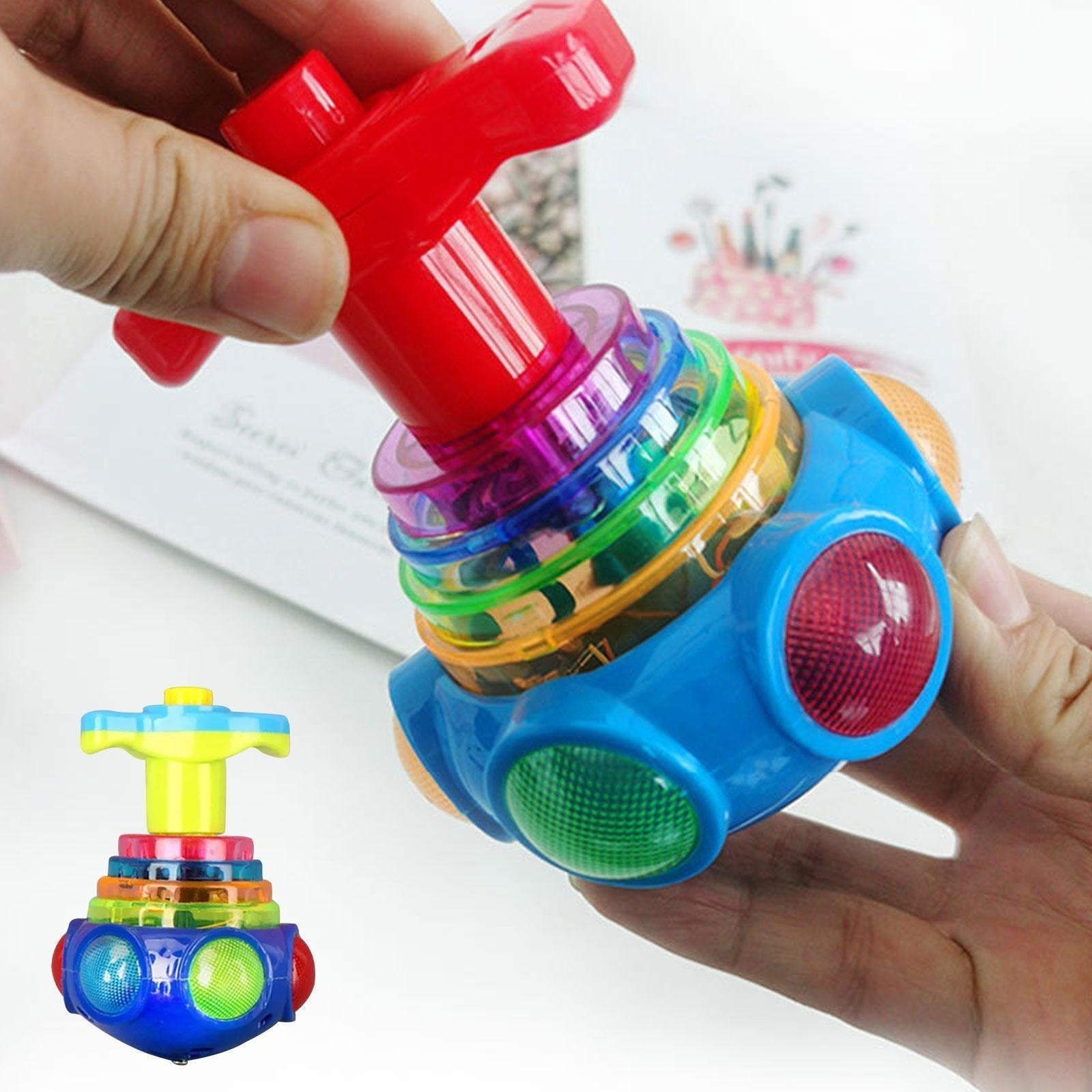 Fidtoy Light and Music UFO Gyro Spinning Top Toy for Kids Active Sensory Indoor Fun