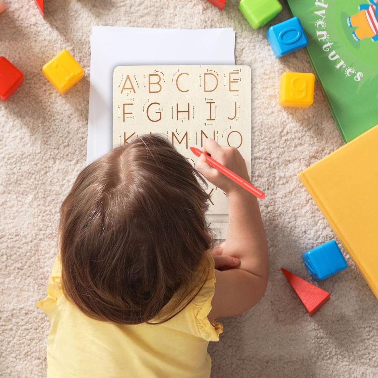 Tablero Montessori de doble cara para trazar el abecedario - 324