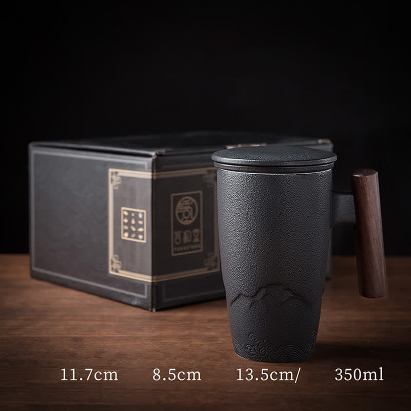 Buddha Stones Vintage Mountain Sea Ceramic Teacup Tea Cups Cup BS 11.7cm*8.5cm*13.5cm*350ML
