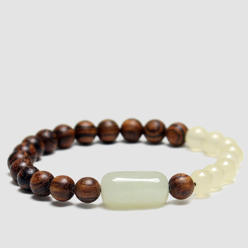 Buddha Stones Jade Sandalwood Luck Abundance Bracelet Bracelet BS 8mm